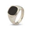 cushion firkantet sølv signet ring til mænd med sort onyx