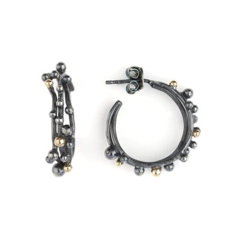 sølv creol hoops med guld og sølv kugler