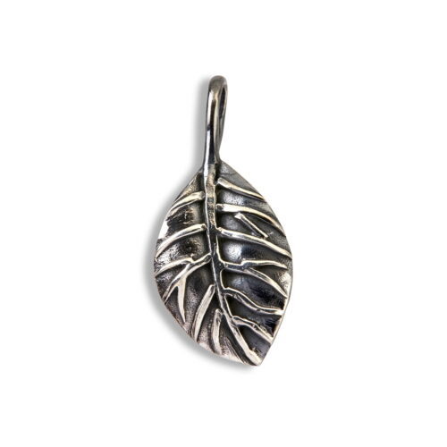 small beech leaf jewellery pendant of silver