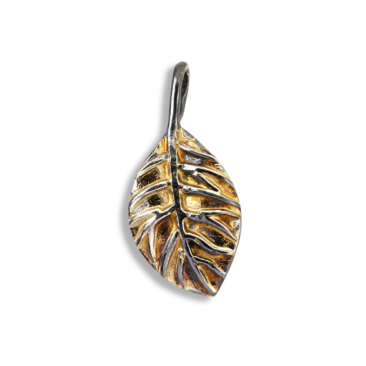 small autumn leaf made of silver and gold ornament