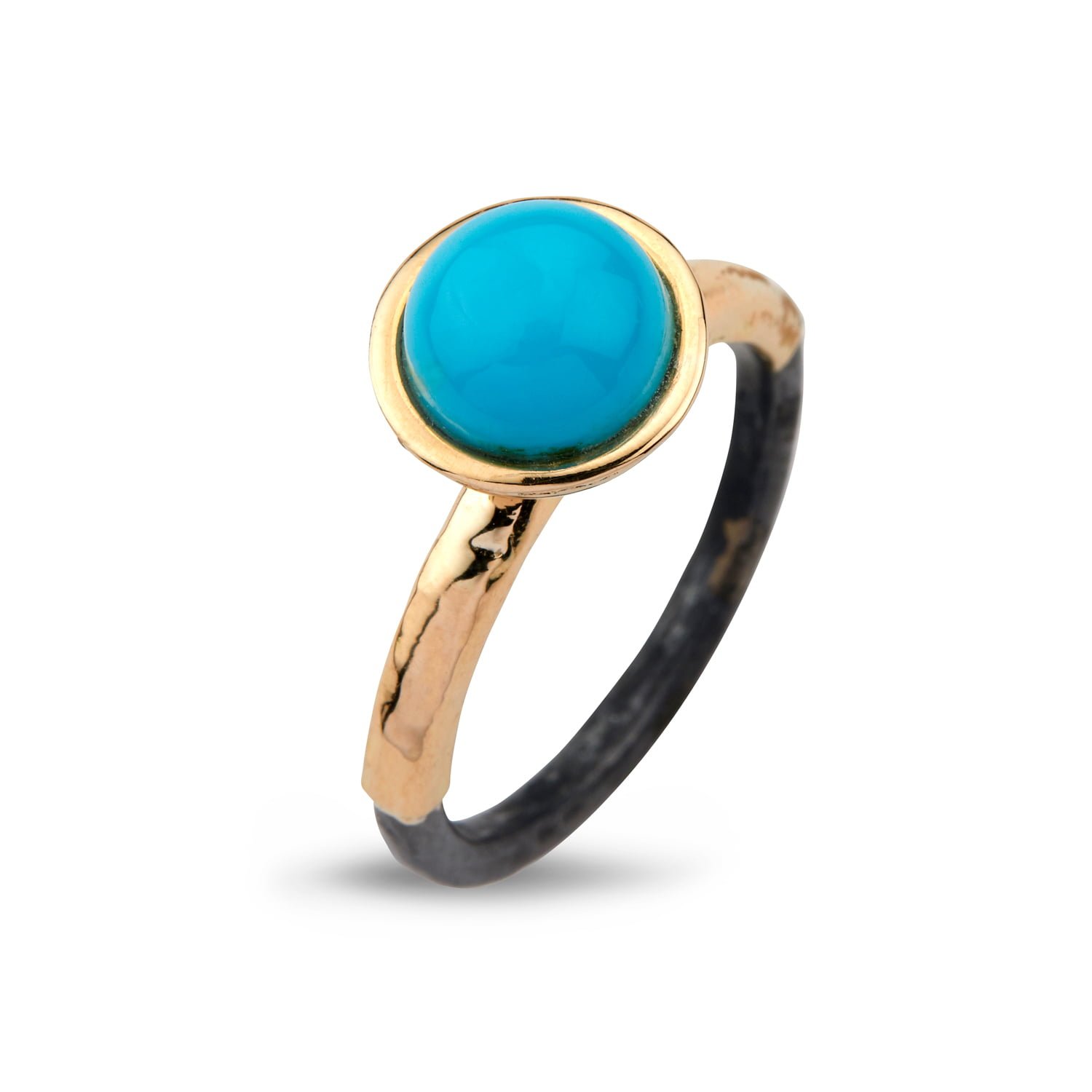 guld ring Victoria Rose Turquois Cab med turkis sten