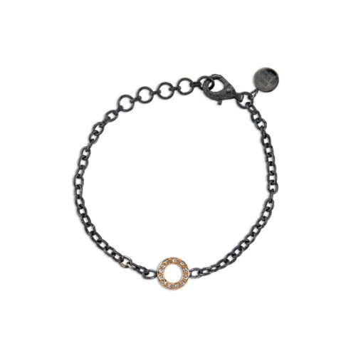 Chain Victoria Circle Pavé diamant armbånd med guld