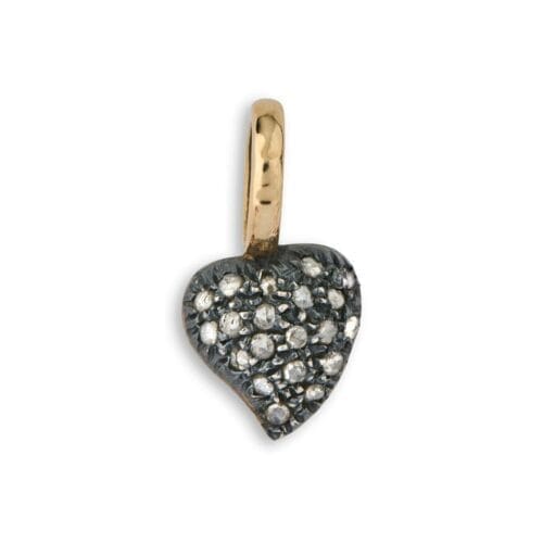 Silver heart pendant with gold and diamonds