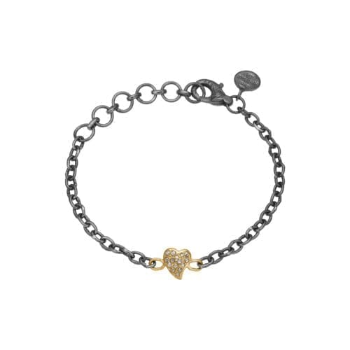 Armbånd med hjerte-vedhæng i guldbelagt sølv.