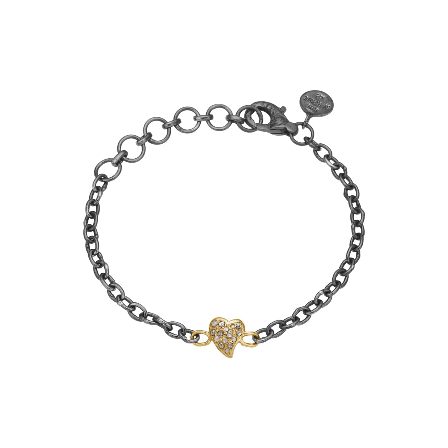 Armbånd med hjerte-vedhæng i guldbelagt sølv.