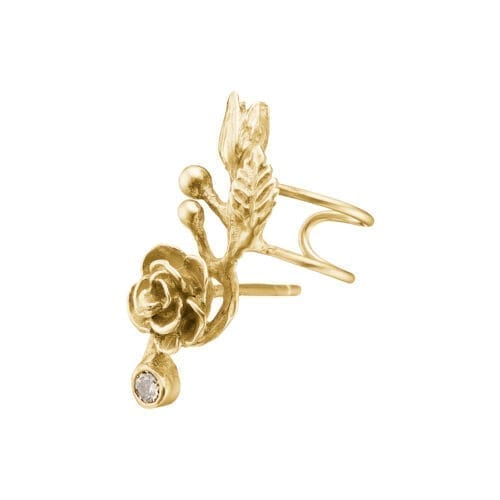 Guldblomsterring med diamantdetalje.