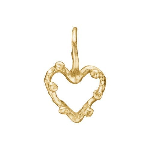 Guldfarvet hjerteformet vedhæng i organisk design