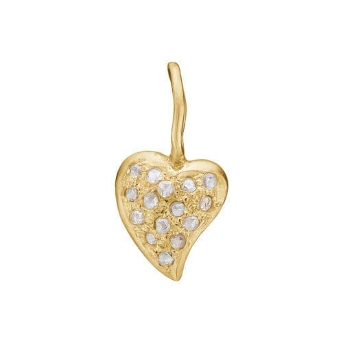Guld hjertevedhæng med diamantdetaljer